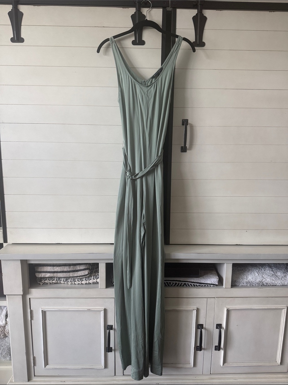 Sage Green Armani exchange Maxi Jumpsuit with Tie Waist brand new